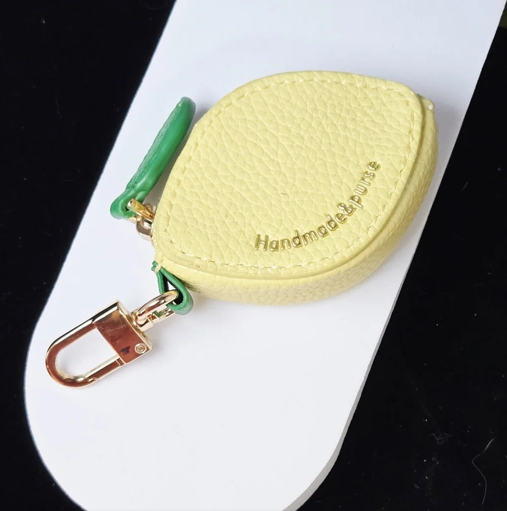 Lemon Mini Coin Purse Keychain Yellow Fruit Pouch Bag Clip Charming Playful